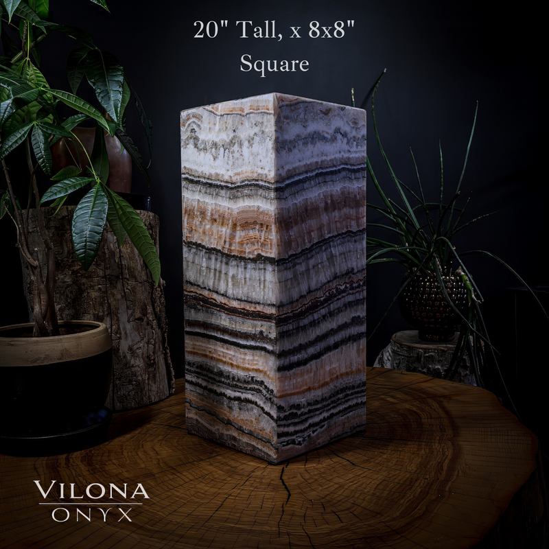 Tangerine Sierra Onyx Lamp (Medium Square Table Lamp #5), photo 2 of 5