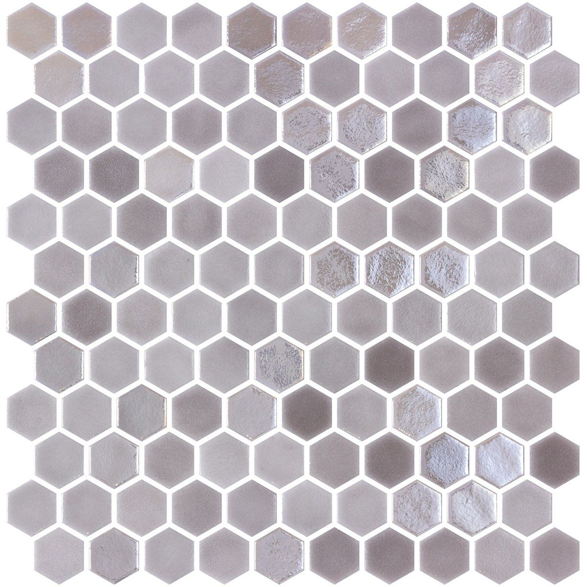 Taupe Polished Hexagon Glass Mosaics 11 3/4x11 1/2 Glass Polished 12x12 Mosaics