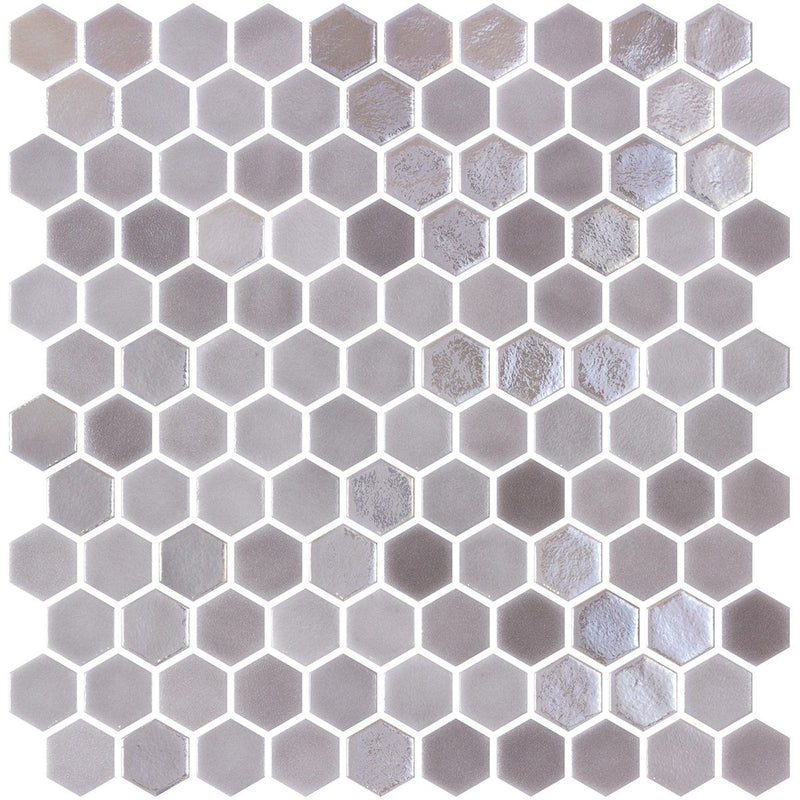 Taupe Polished Hexagon Glass Mosaics 11 3/4x11 1/2 Glass Polished 12x12 Mosaics