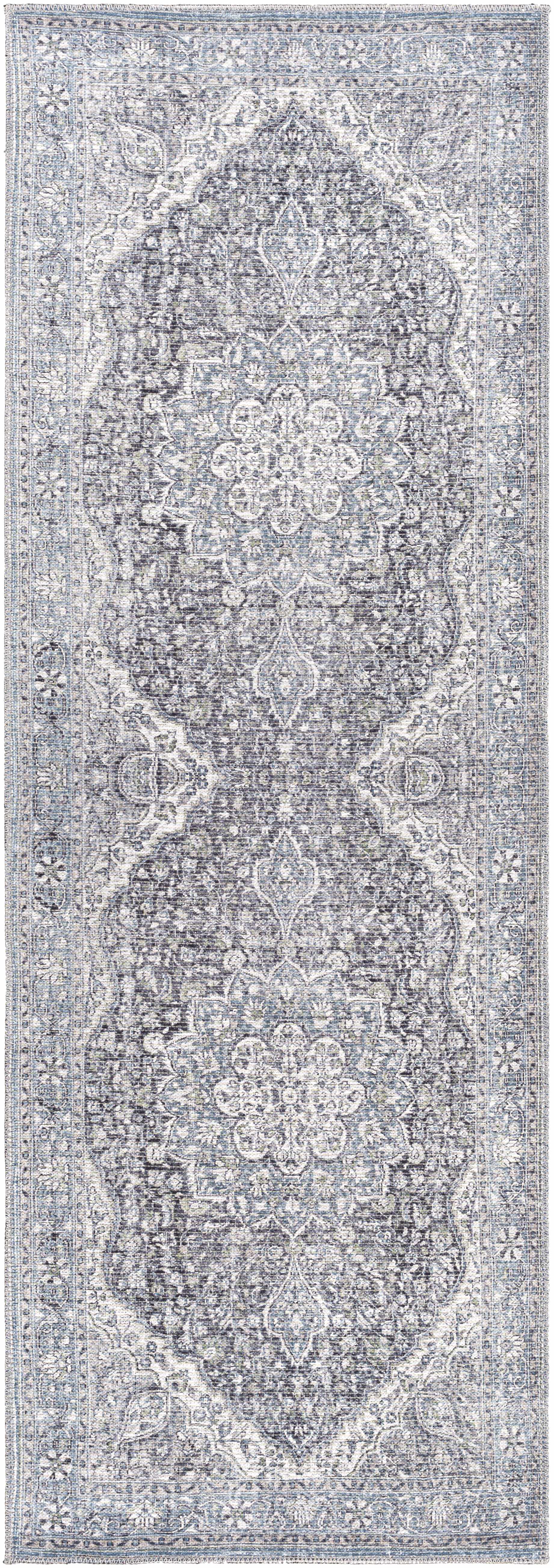 Tavas Blue Persian Style Washable Rug - Clearance by Boutique Rugs