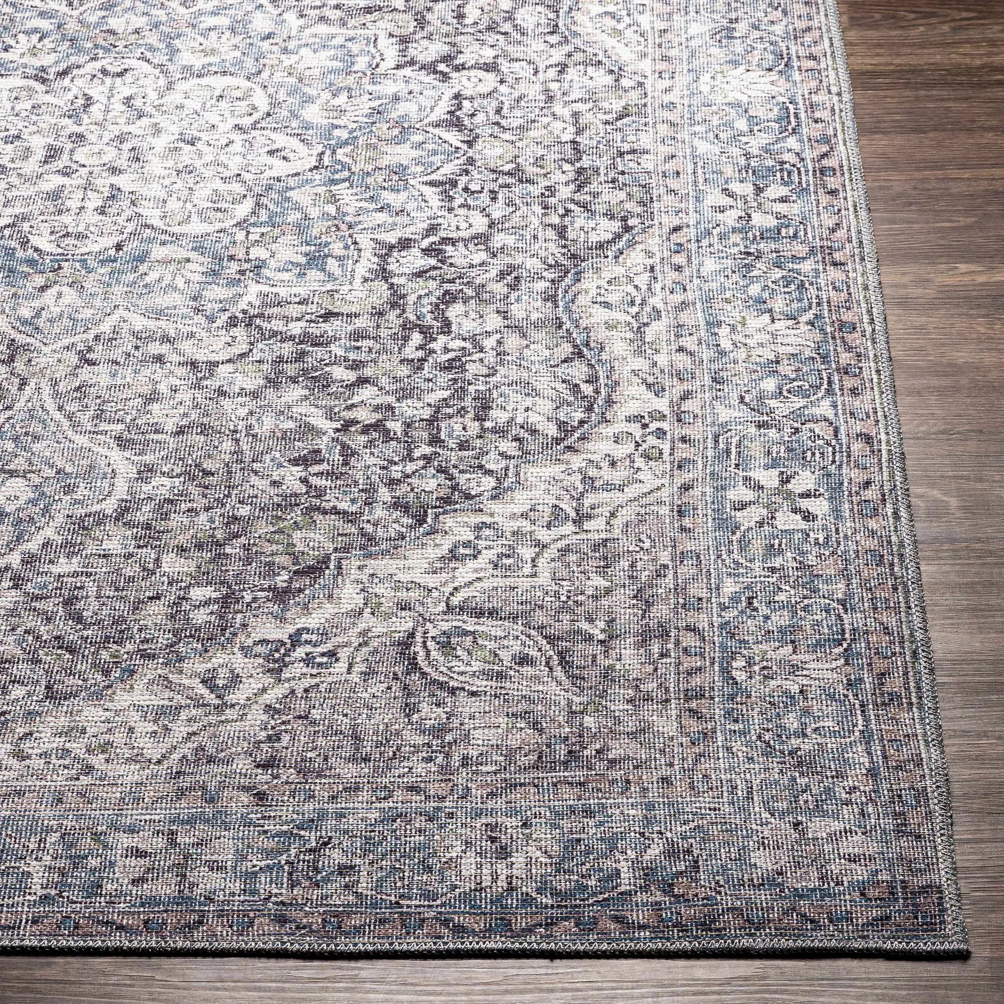 Tavas Blue Persian Style Washable Rug - Clearance by Boutique Rugs