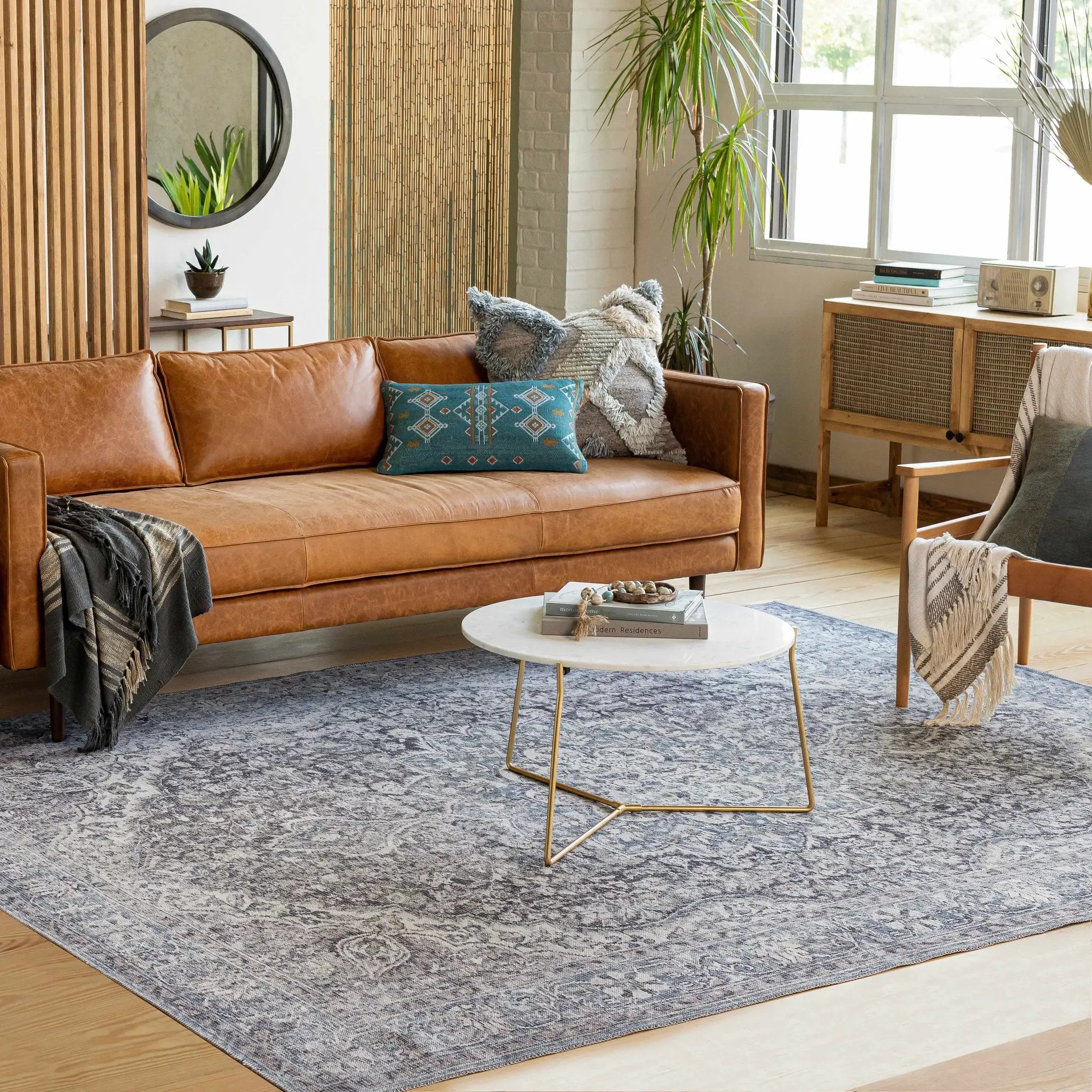 Tavas Blue Persian Style Washable Rug - Clearance by Boutique Rugs