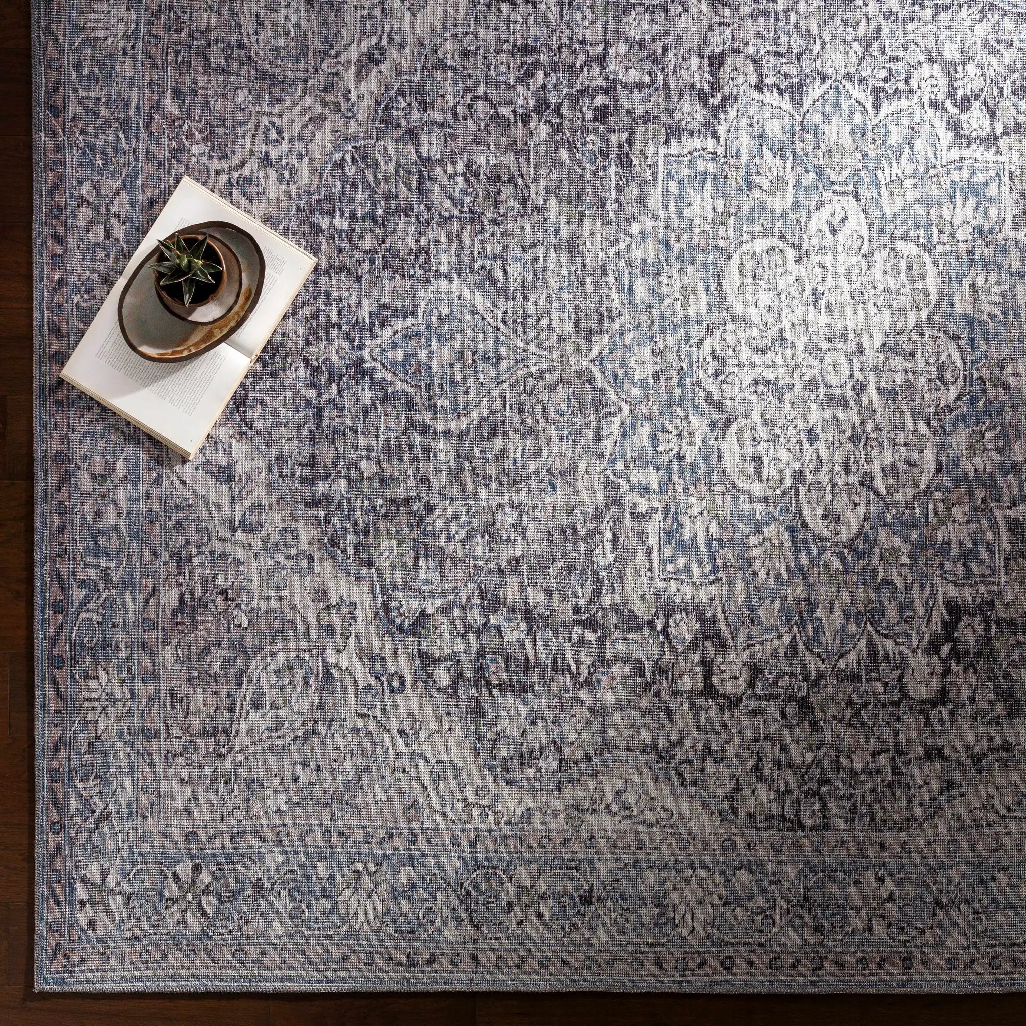 Tavas Blue Persian Style Washable Rug - Clearance by Boutique Rugs