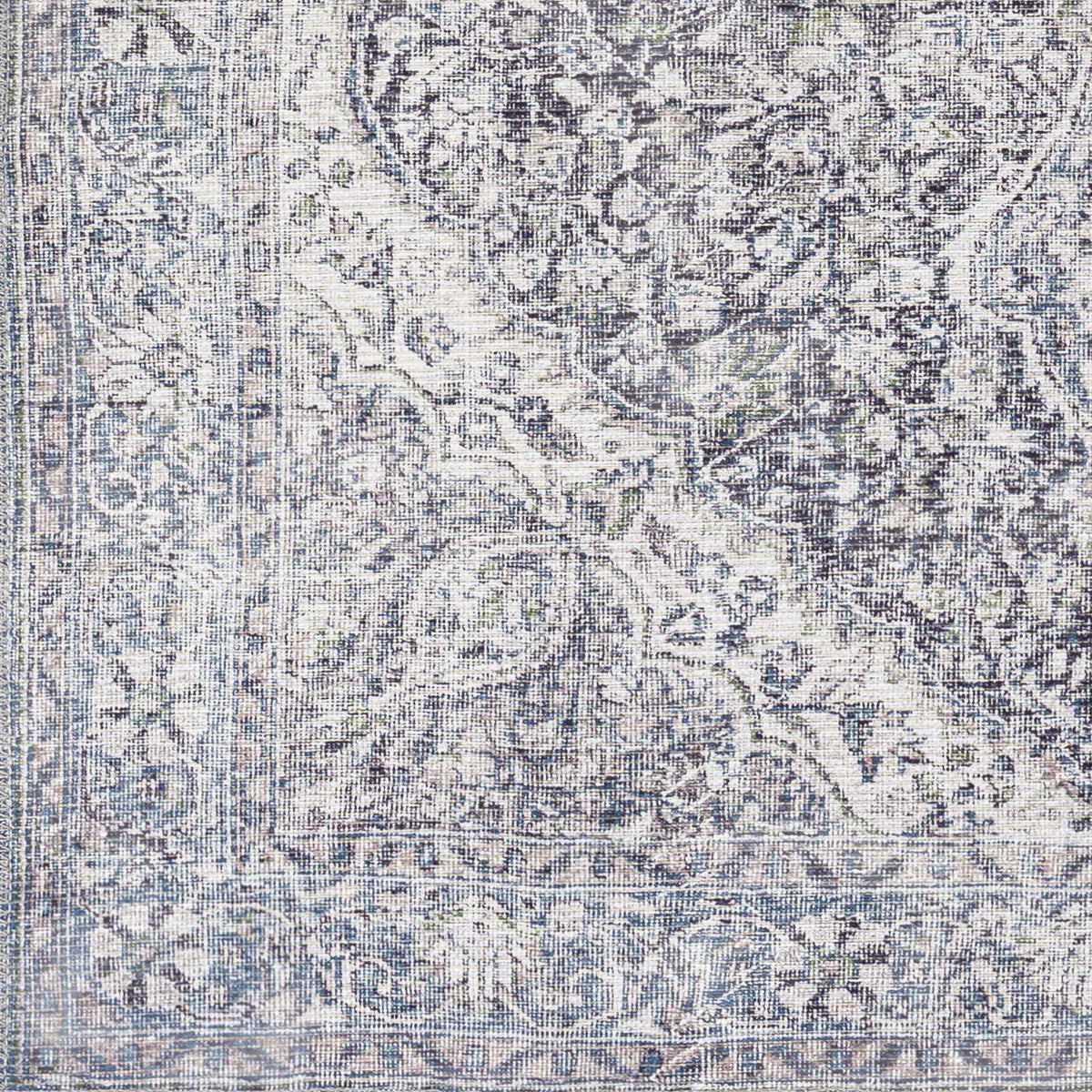 Tavas Blue Persian Style Washable Rug - Clearance, sample swatch