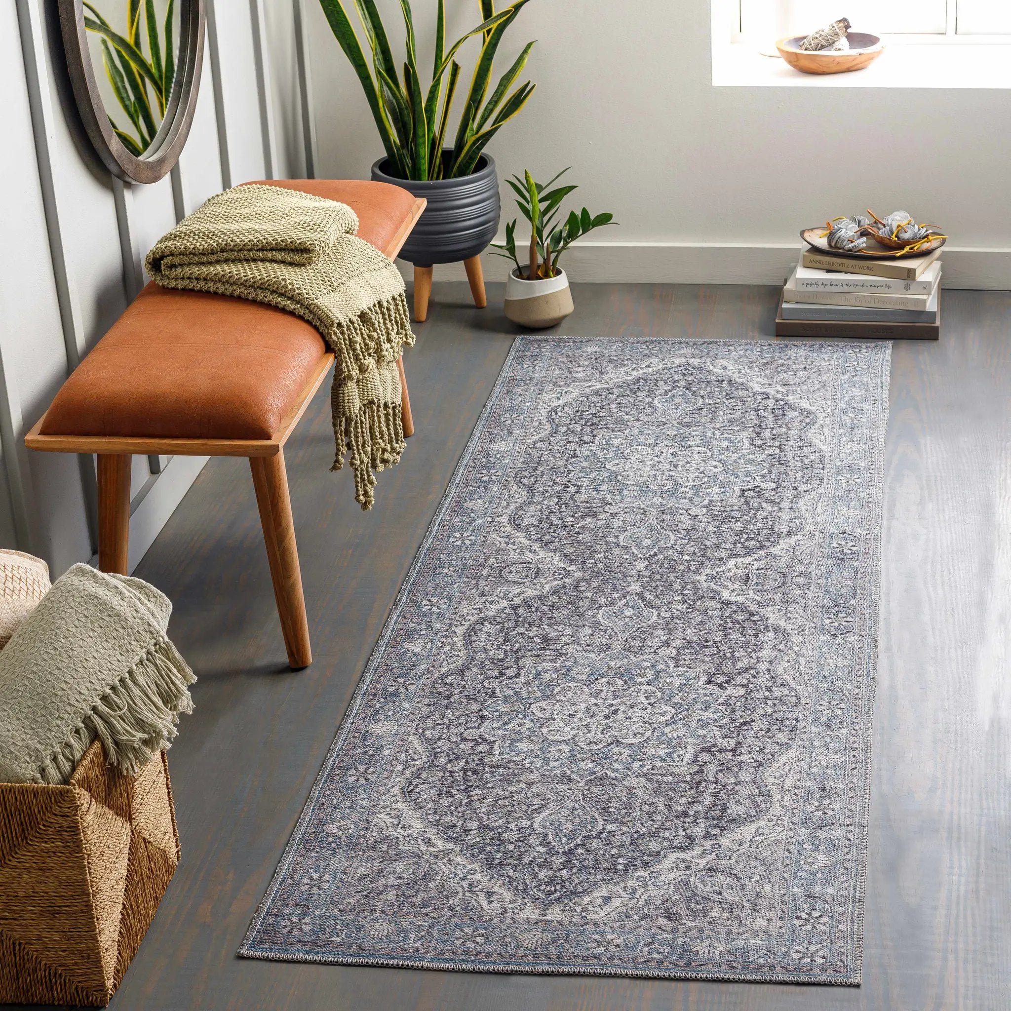 Tavas Blue Persian Style Washable Rug - Clearance by Boutique Rugs