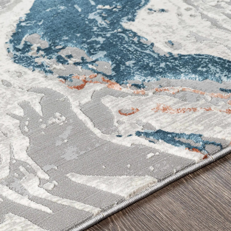 Tayport Blue Marble Rug - Clearance by Boutique Rugs