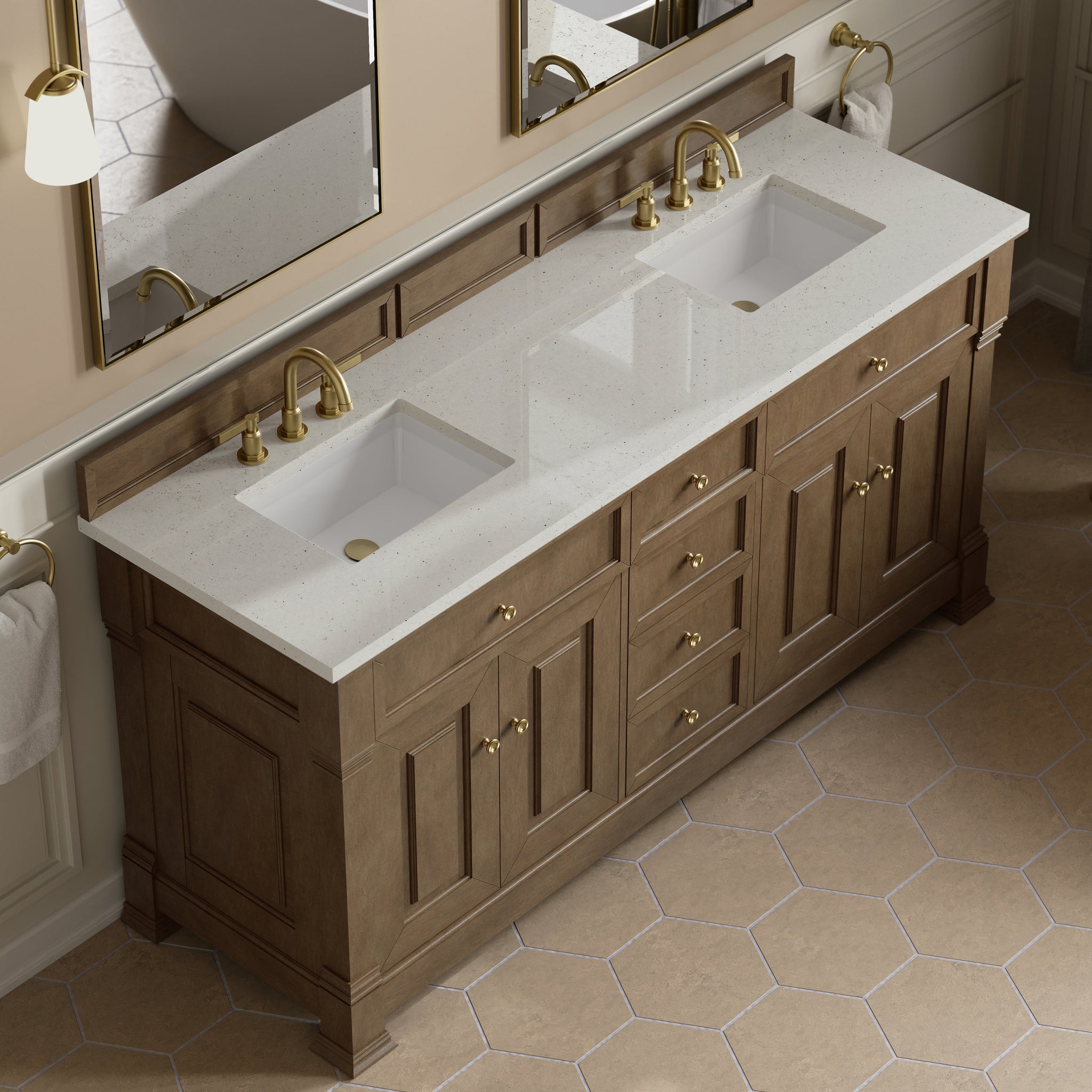 James Martin Brookfield 72" Double Bathroom Vanity, Pecan, view 20