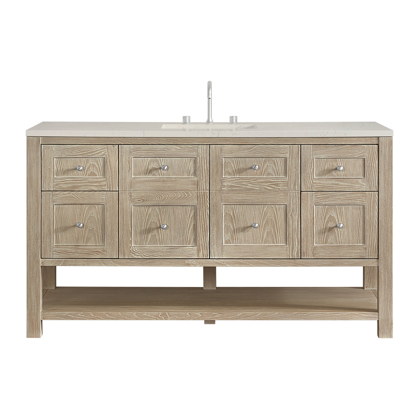 James Martin Breckenridge 60" Single Bathroom Vanity, Whitewashed Oak with Siberian countertop