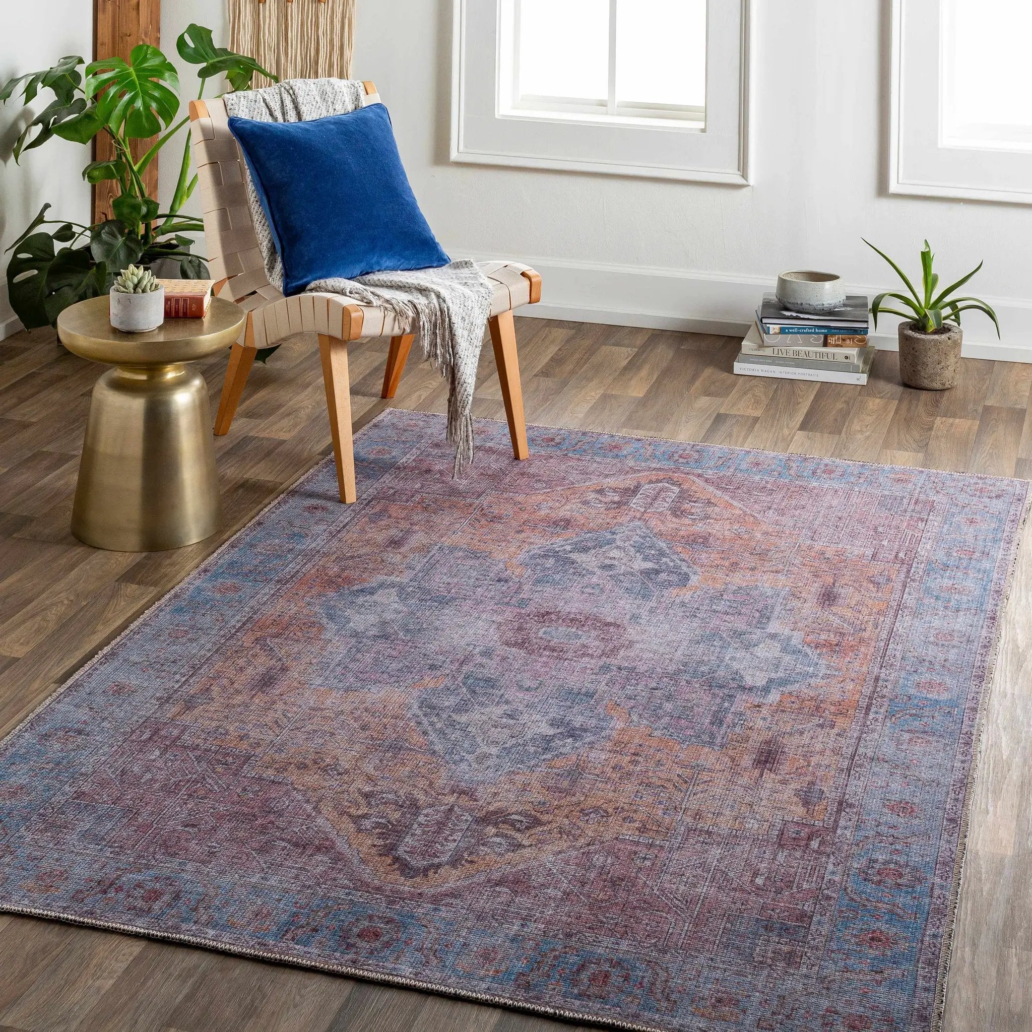 Otaki Purple & Brown Washable Area Rug - Clearance by Boutique Rugs