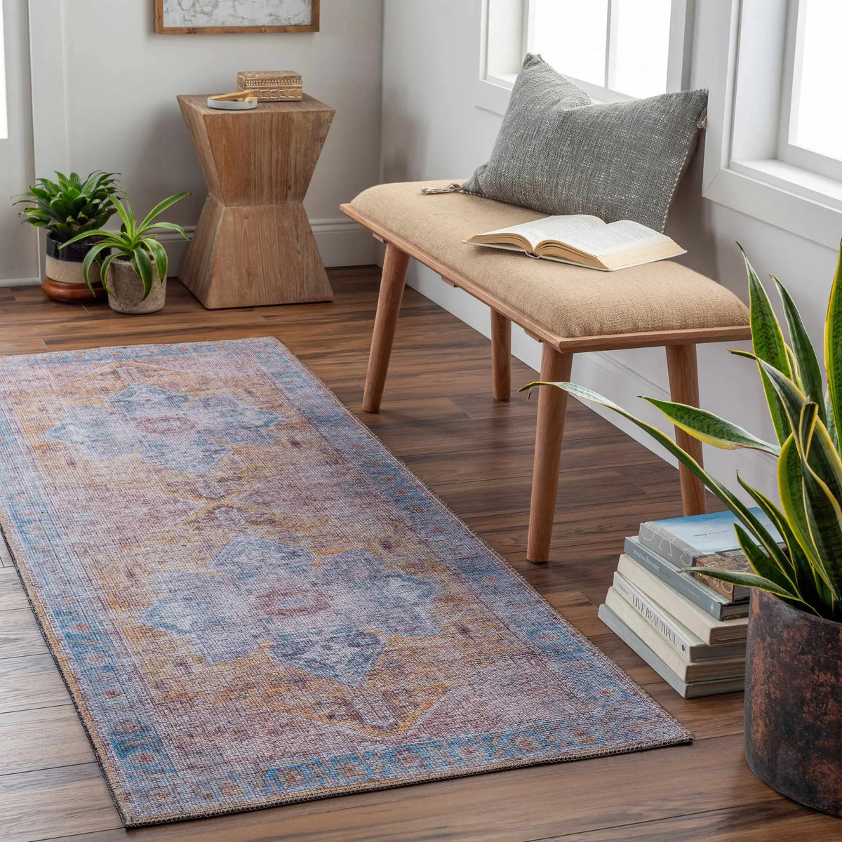 Otaki Purple & Brown Washable Area Rug - Clearance, installed in a room 2