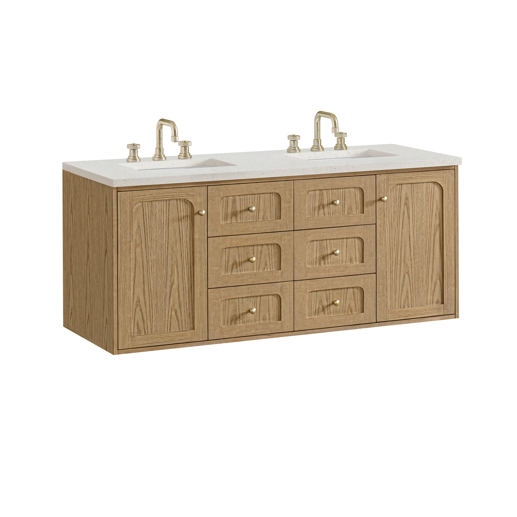 James Martin Laurent 60" Dual Mount Double Bathroom Vanity, Light Natural Oak, view 39