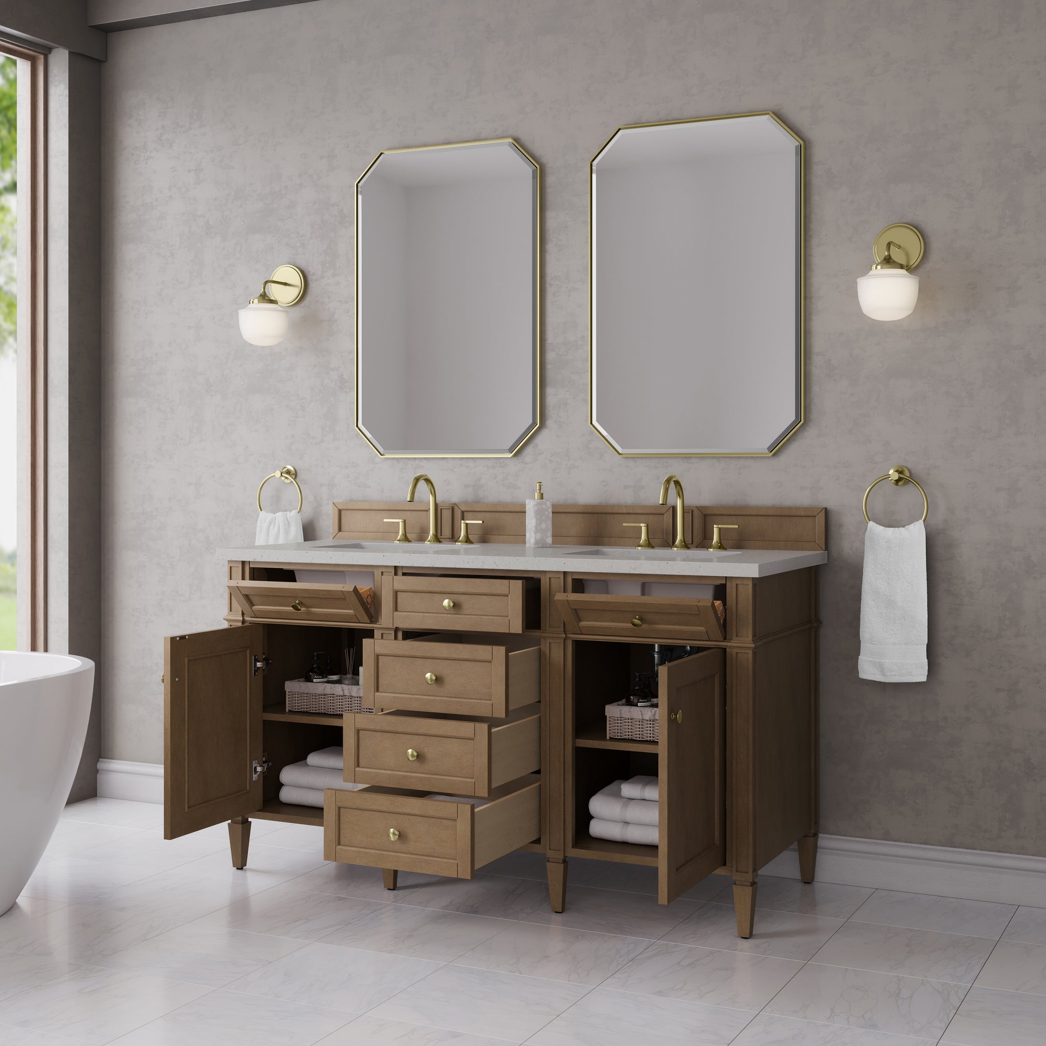 James Martin Brittany 60" Double Bathroom Vanity, Pecan, view 29