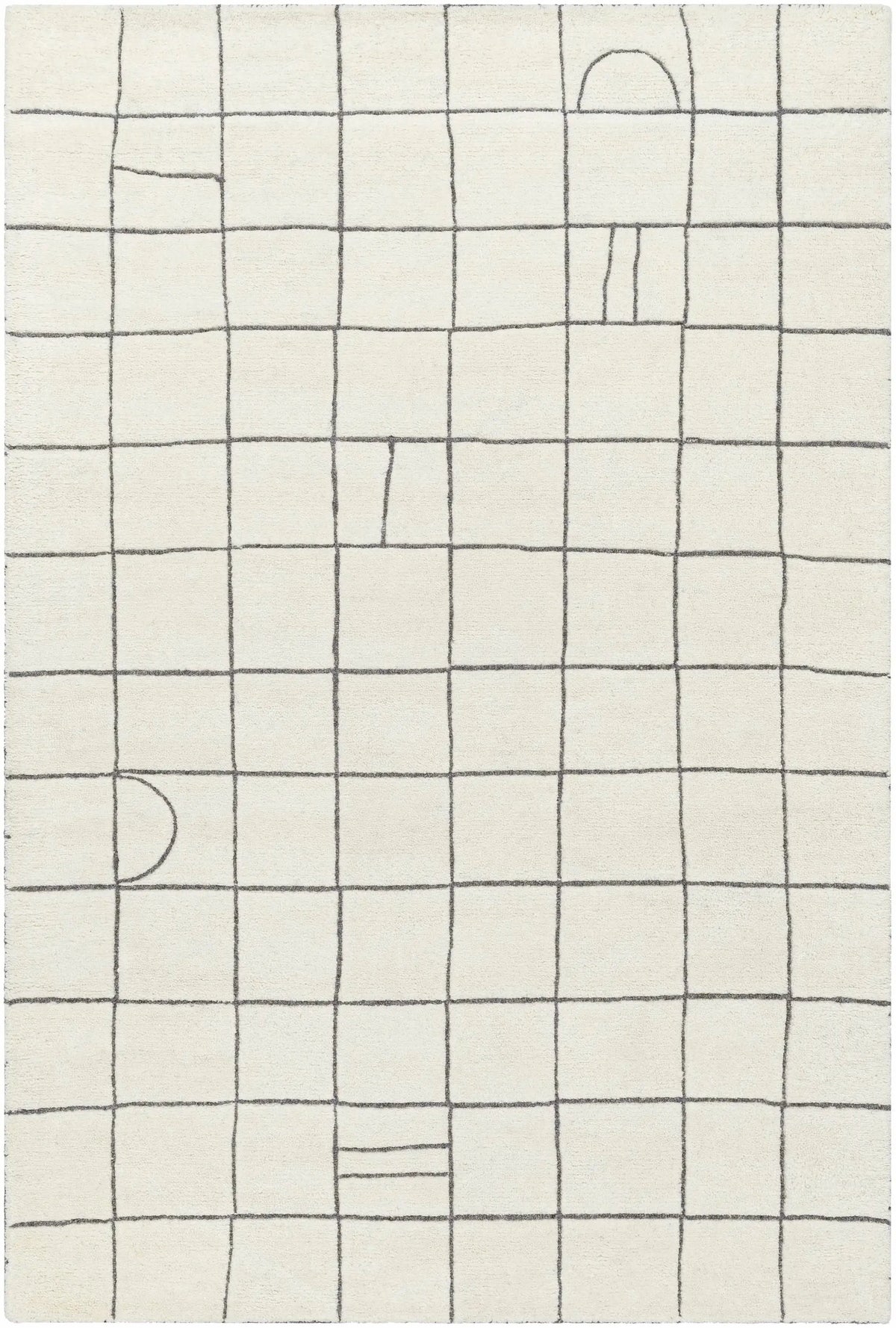 Tanya Pearl White Grid Wool Rug - Clearance