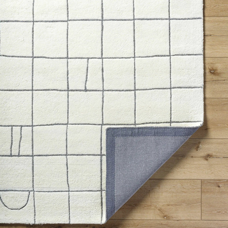 Tanya Pearl White Grid Wool Rug - Clearance by Boutique Rugs