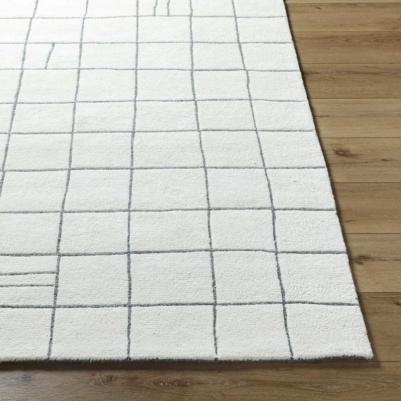 Tanya Pearl White Grid Wool Rug - Clearance by Boutique Rugs