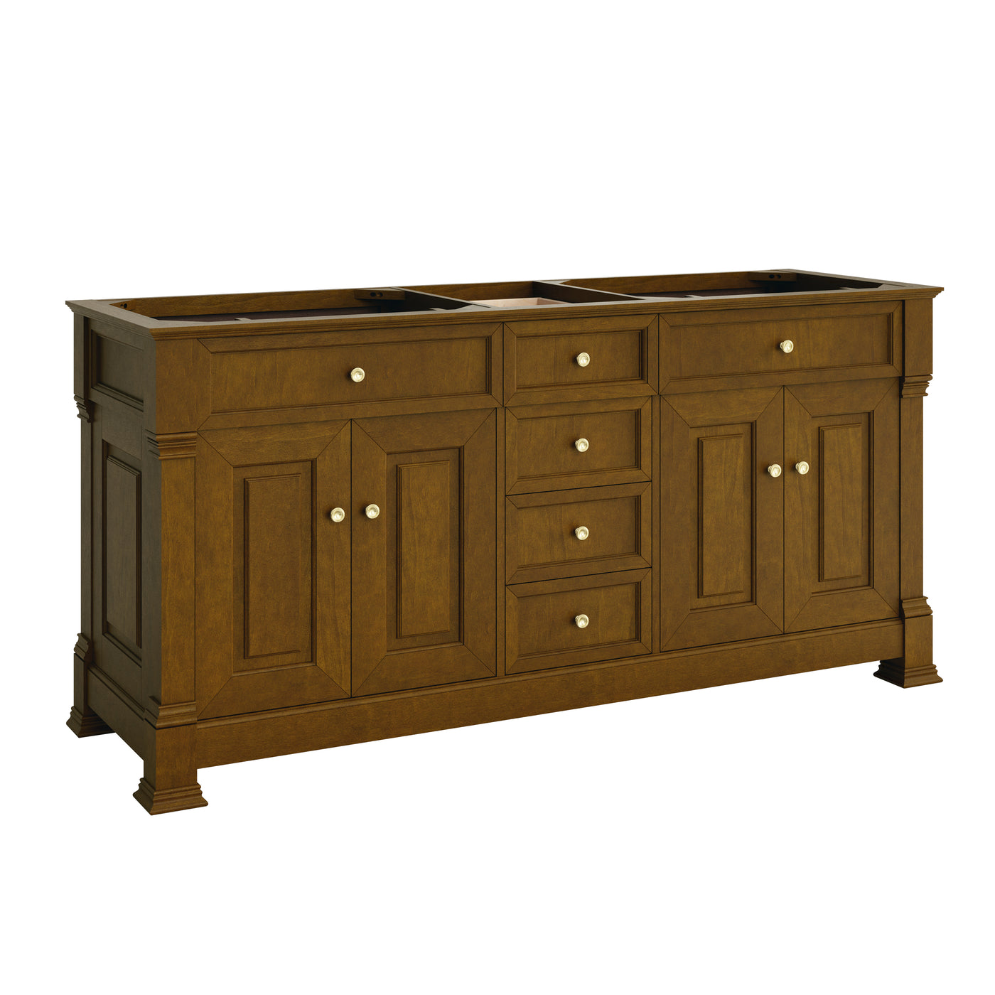 James Martin Brookfield 72" Double Bathroom Vanity, Honey Oak, cabinet without a countertop