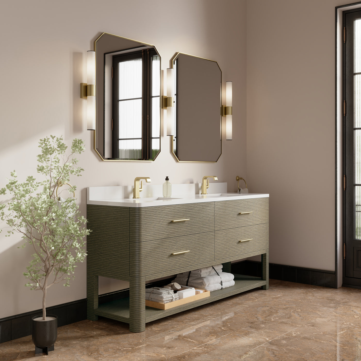 James Martin Lucian 72" Double Bathroom Vanity, Pebble Oak, view 21