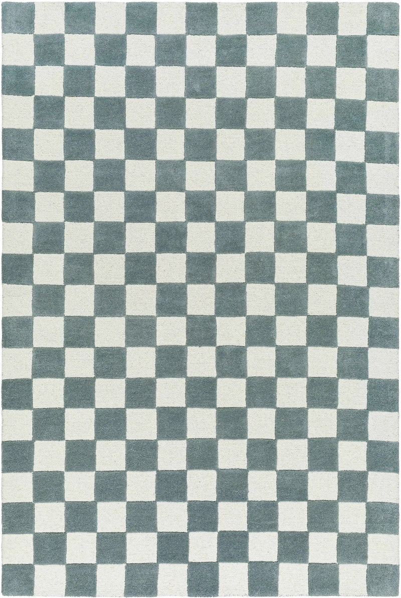 Timin Blue Gray Checkered Area Rug - Clearance by Boutique Rugs