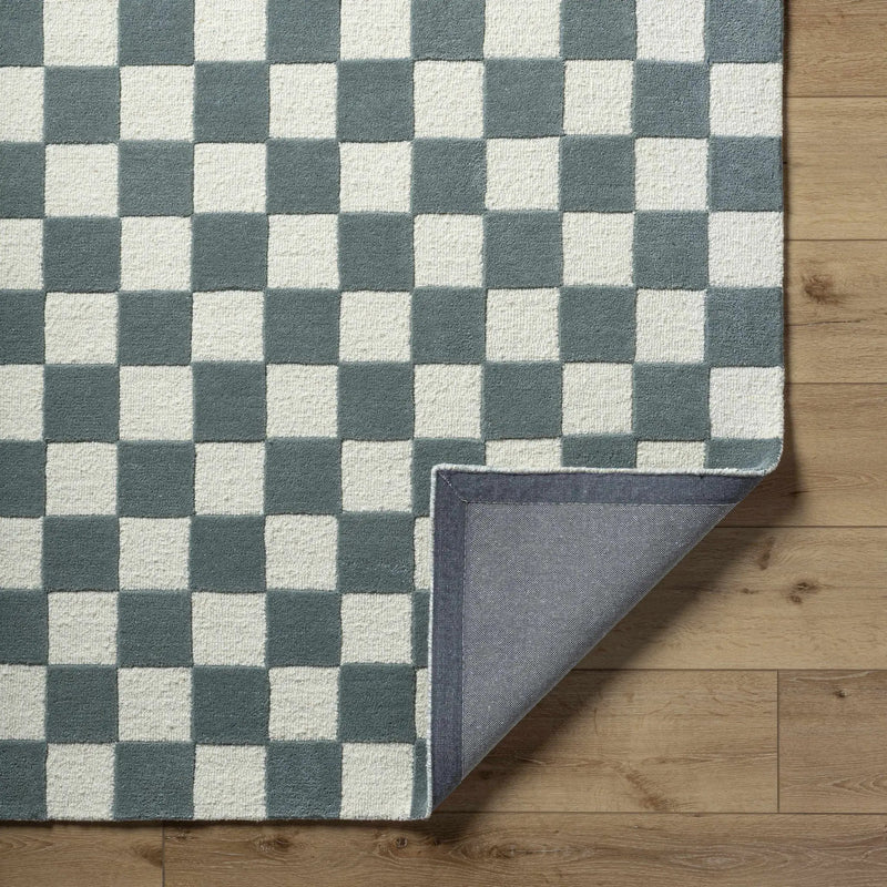 Timin Blue Gray Checkered Area Rug - Clearance by Boutique Rugs