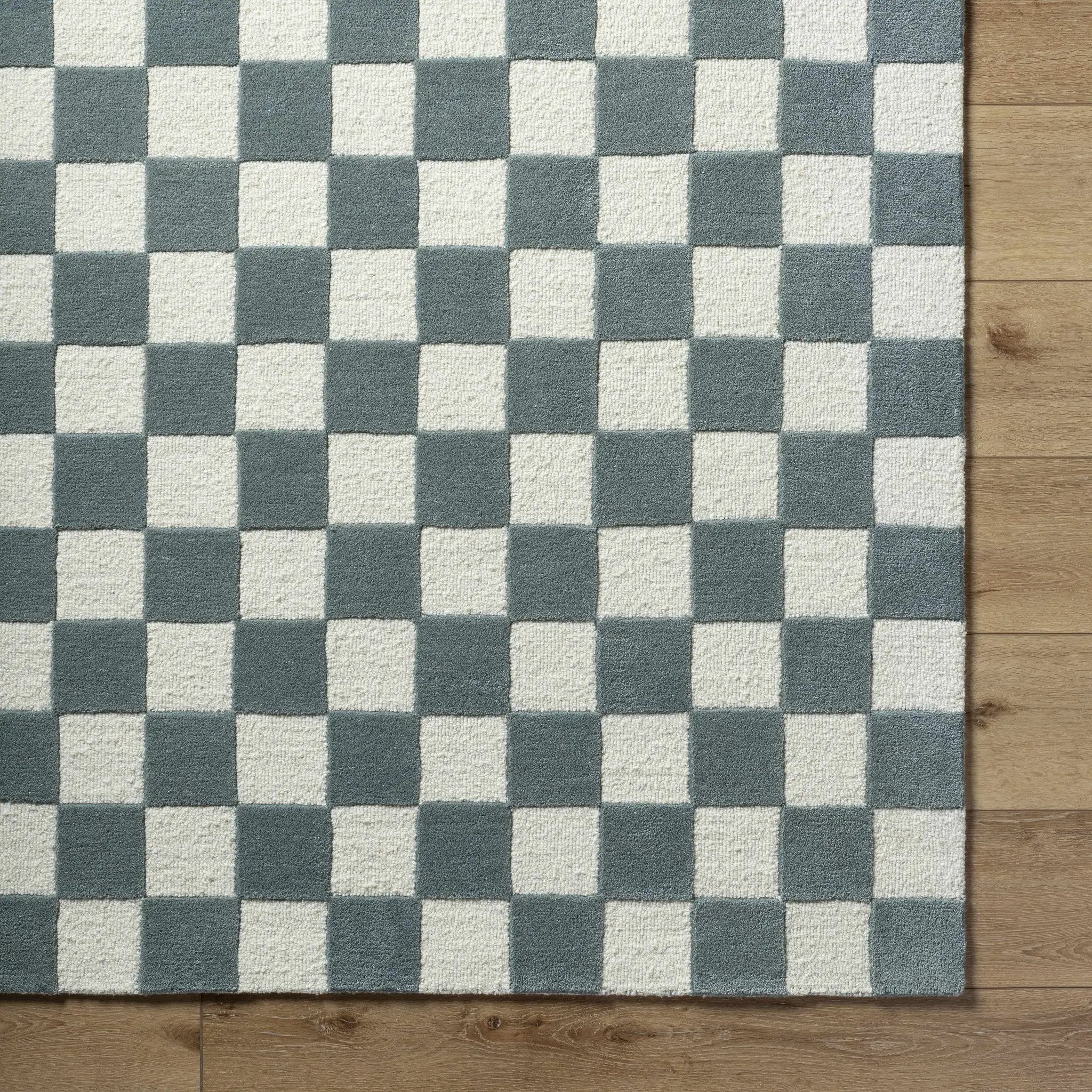 Timin Blue Gray Checkered Area Rug - Clearance by Boutique Rugs