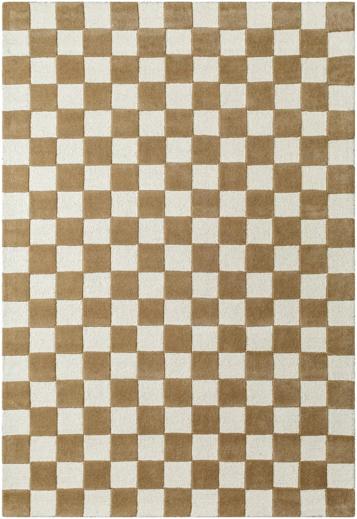 Timin Brown Checkered Wool Area Carpet - Clearance