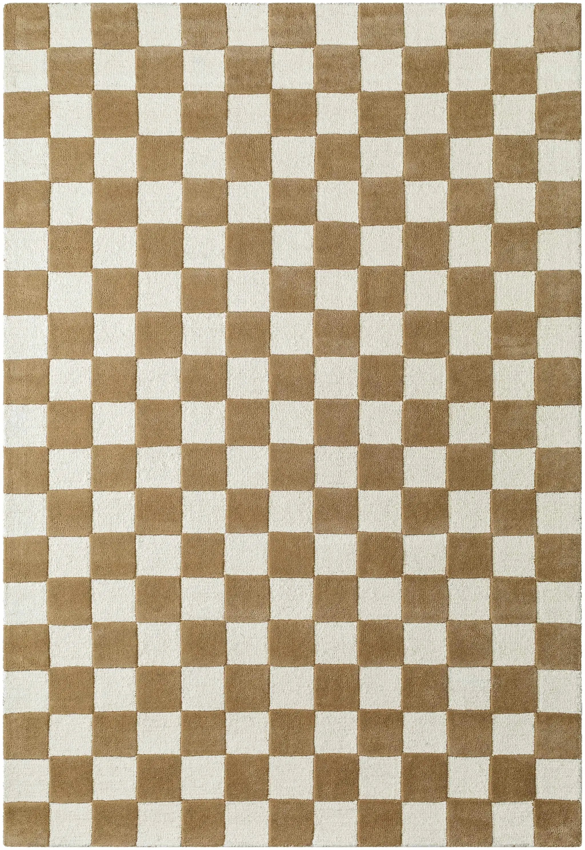 Timin Brown Checkered Wool Area Carpet - Clearance by Boutique Rugs