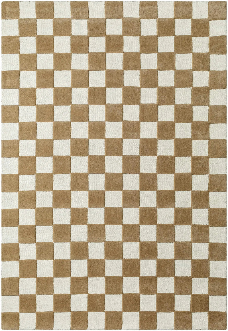 Timin Brown Checkered Wool Area Carpet - Clearance by Boutique Rugs