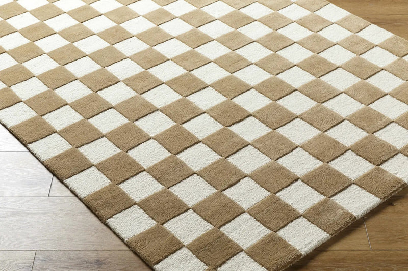 Timin Brown Checkered Wool Area Carpet - Clearance by Boutique Rugs