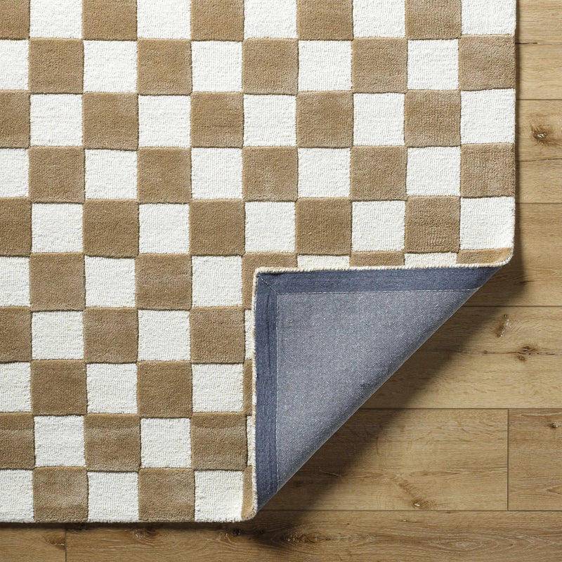 Timin Brown Checkered Wool Area Carpet - Clearance by Boutique Rugs