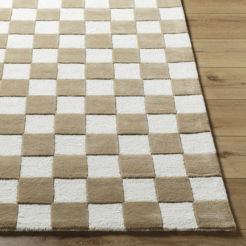 Timin Brown Checkered Wool Area Carpet - Clearance by Boutique Rugs