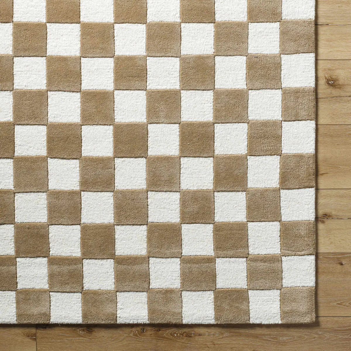 Timin Brown Checkered Wool Area Carpet - Clearance, photo 7 of 7