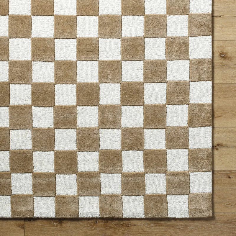 Timin Brown Checkered Wool Area Carpet - Clearance by Boutique Rugs