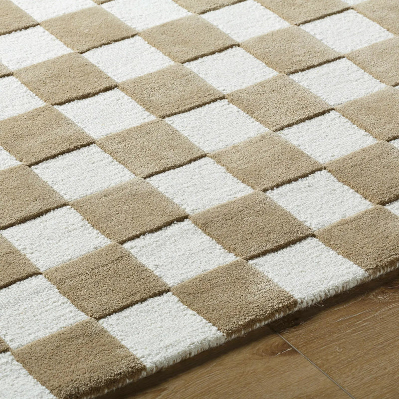 Timin Brown Checkered Wool Area Carpet - Clearance by Boutique Rugs