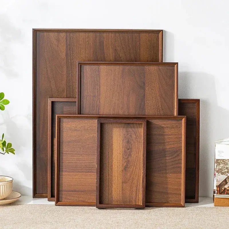 Tea Tray - Wooden Walnut Rectangular by House Of Avana