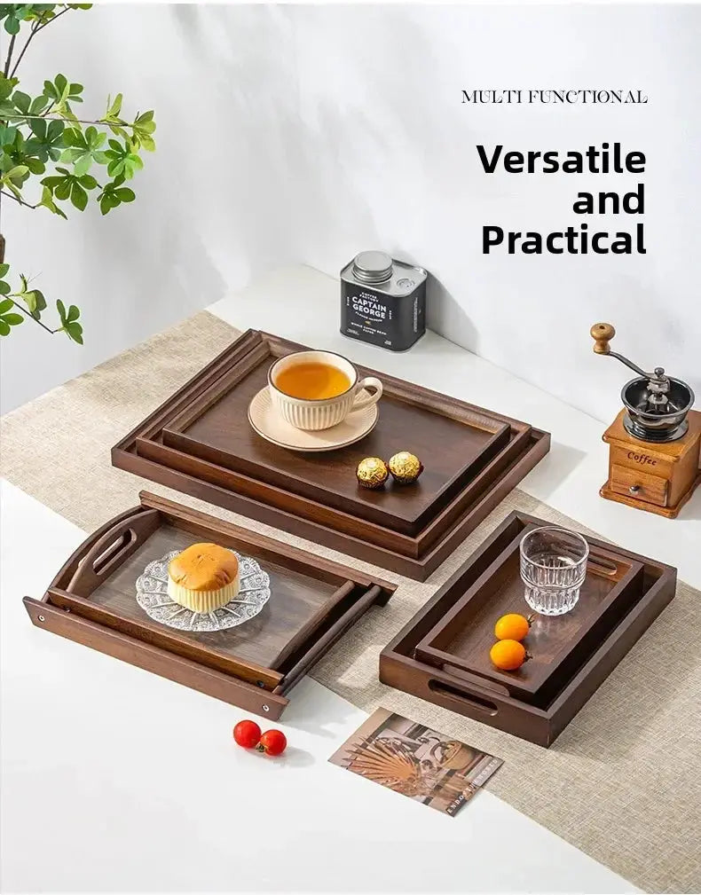 Tea Tray - Wooden Walnut Rectangular by House Of Avana