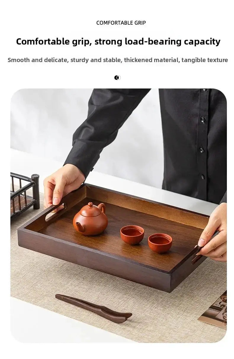 Tea Tray - Wooden Walnut Rectangular by House Of Avana