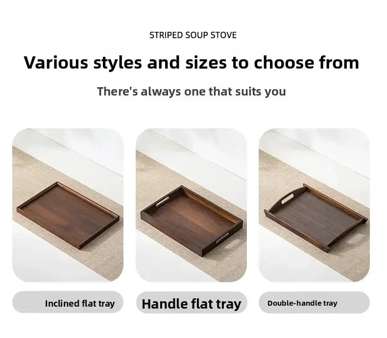 Tea Tray - Wooden Walnut Rectangular by House Of Avana