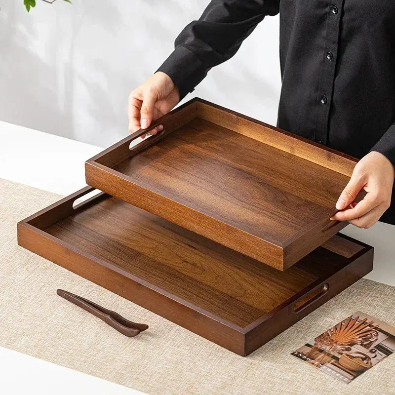 Tea Tray - Wooden Walnut Rectangular by House Of Avana
