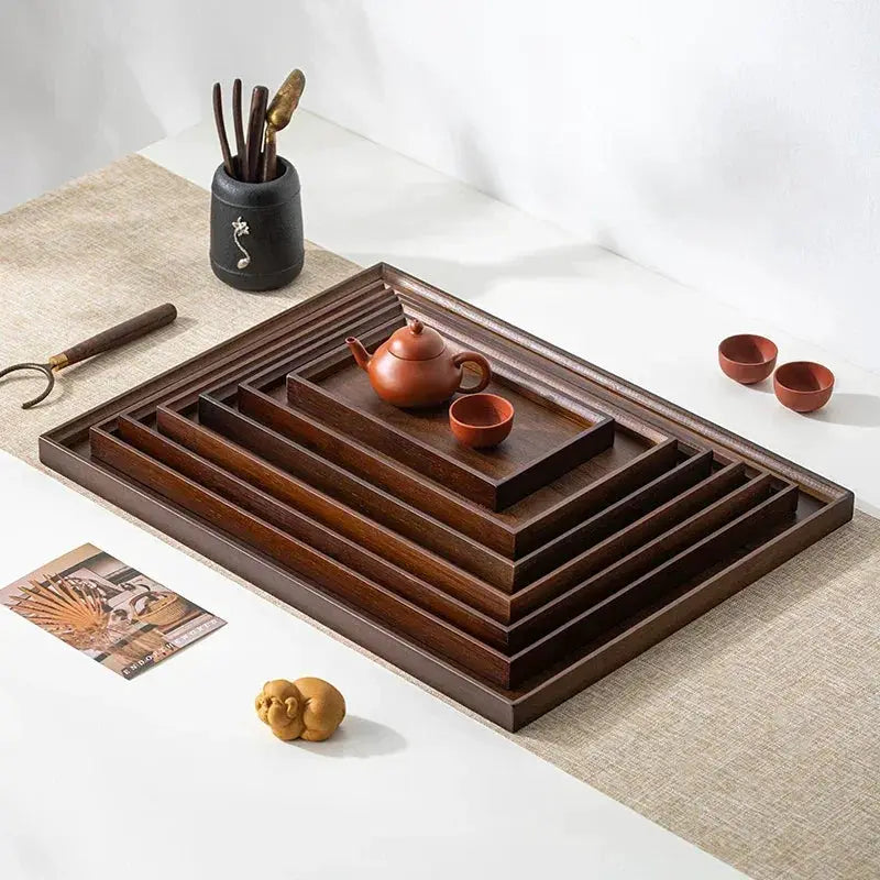Tea Tray - Wooden Walnut Rectangular by House Of Avana