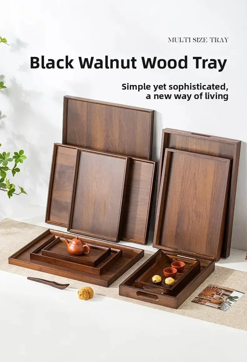Tea Tray - Wooden Walnut Rectangular by House Of Avana