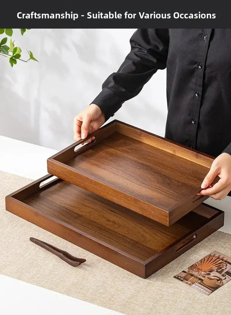 Tea Tray - Wooden Walnut Rectangular by House Of Avana