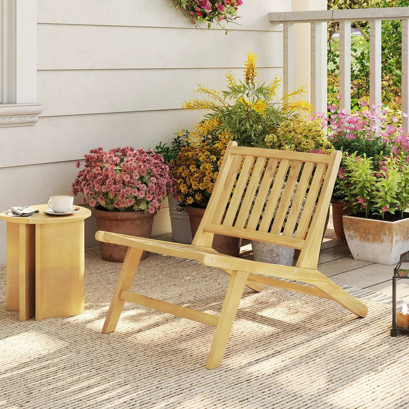 Teak Wood Outdoor Reclining Chair with Comfortable Backrest by DirectDeals