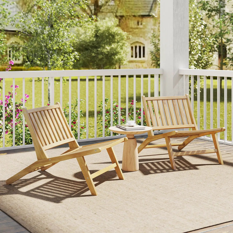 Teak Wood Outdoor Reclining Chair with Comfortable Backrest by DirectDeals