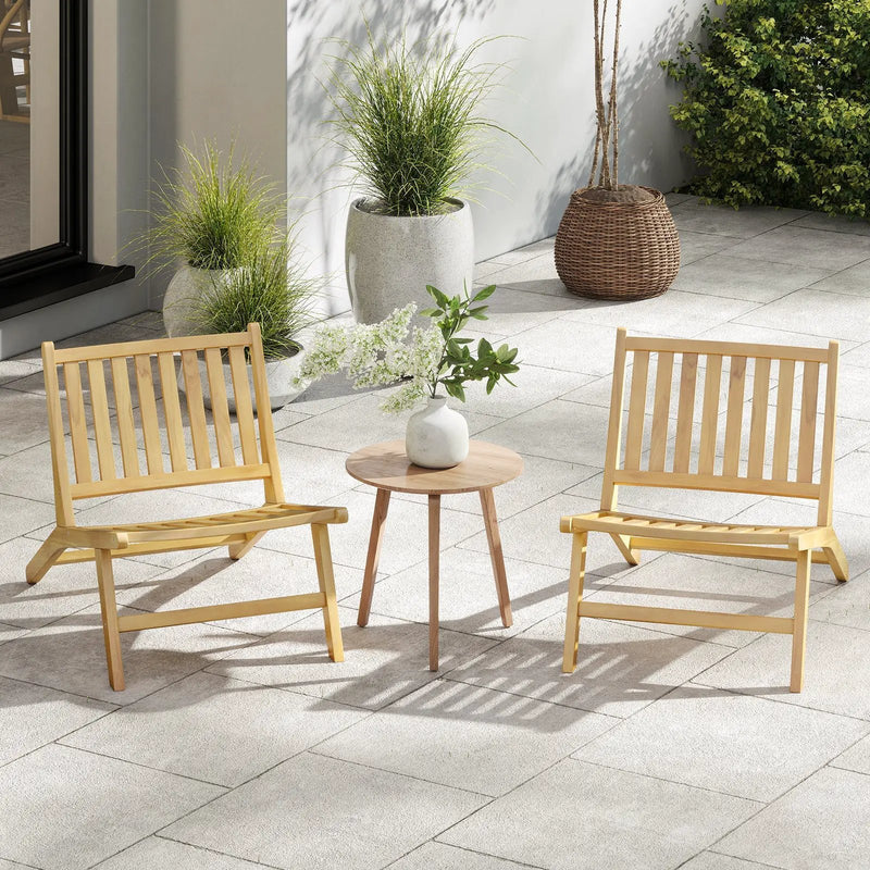 Teak Wood Outdoor Reclining Chair with Comfortable Backrest by DirectDeals