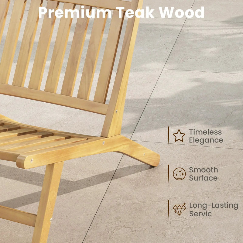 Teak Wood Outdoor Reclining Chair with Comfortable Backrest by DirectDeals