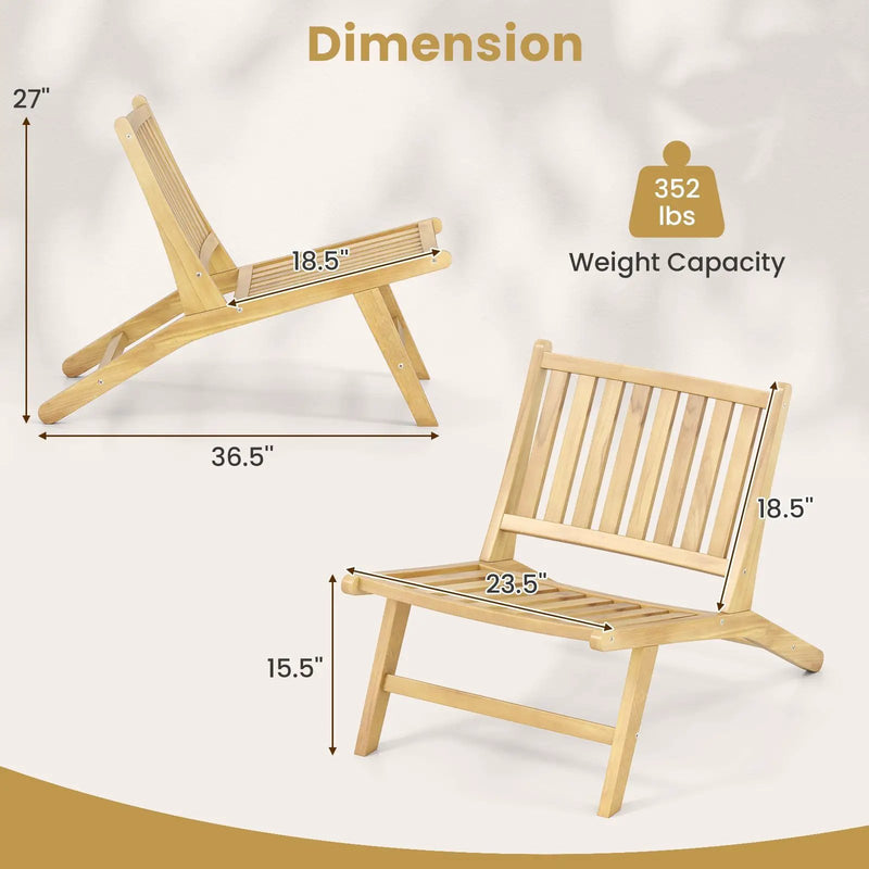 Teak Wood Outdoor Reclining Chair with Comfortable Backrest by DirectDeals