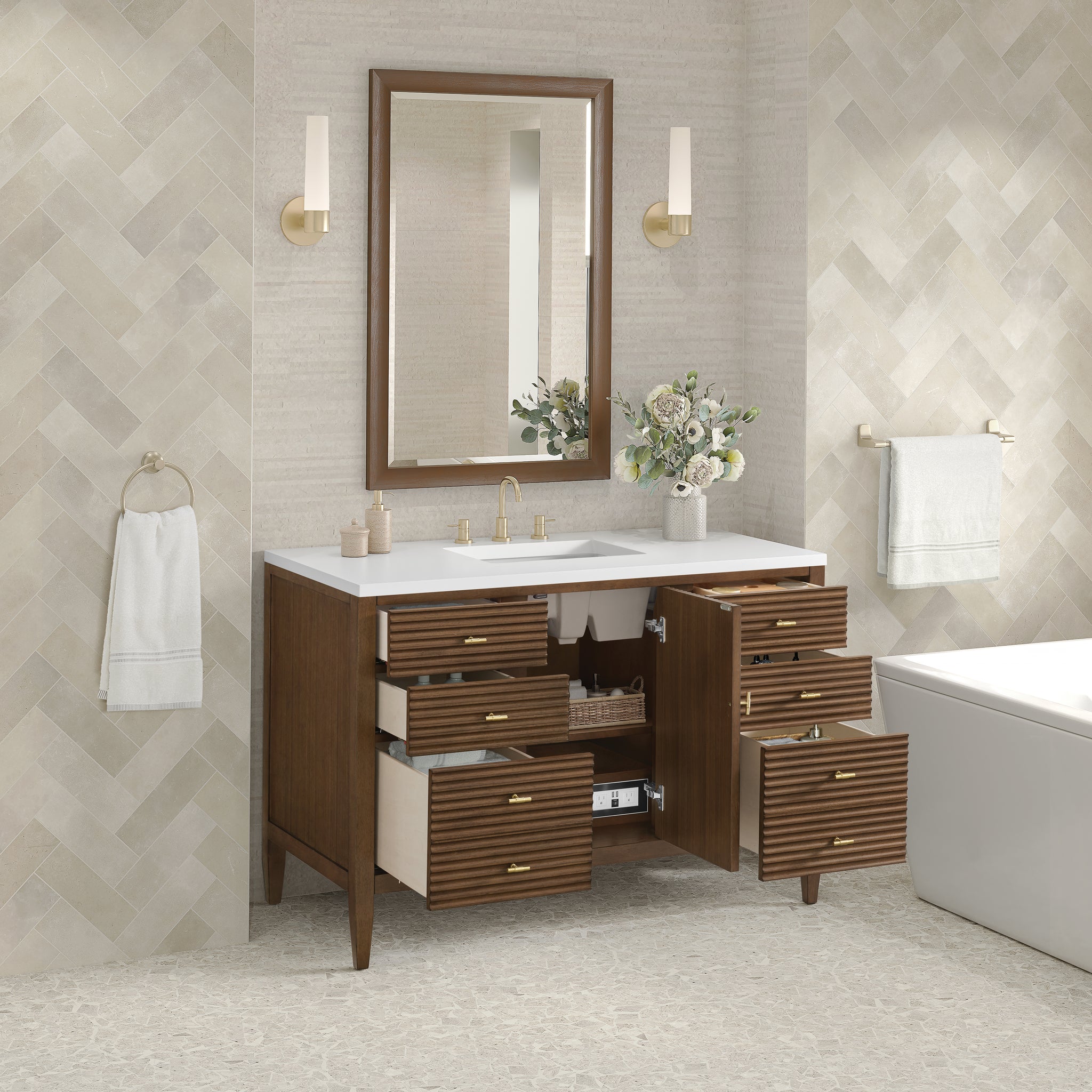 James Martin Myrrin 48" Single Bathroom Vanity, Mid-Century Walnut, view 23