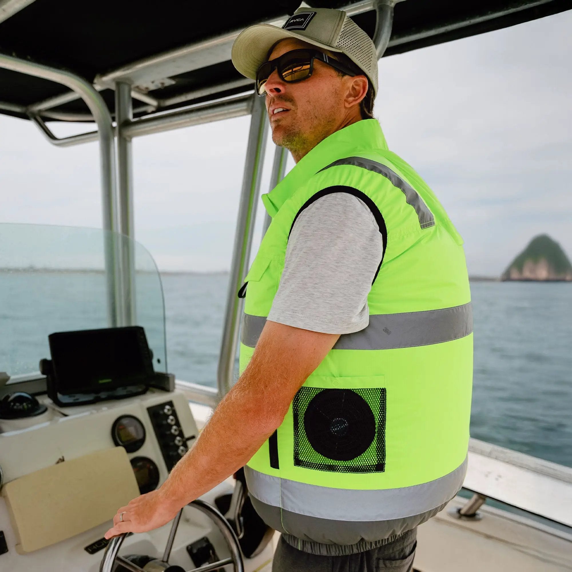 30V Battery-Powered High Vis Fan-Cooled Vest Complete Cooling System by Tomahawk Power
