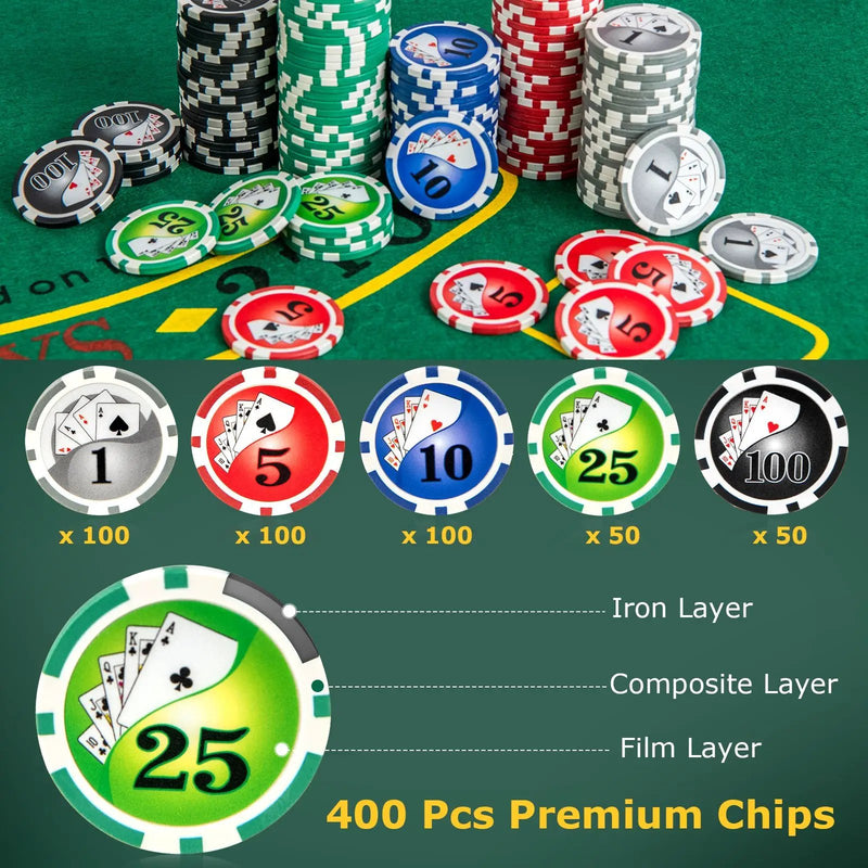 Texas Holdem Poker Chip Set Casino Poker Chips with 400 Pieces Chips-Black by DirectDeals