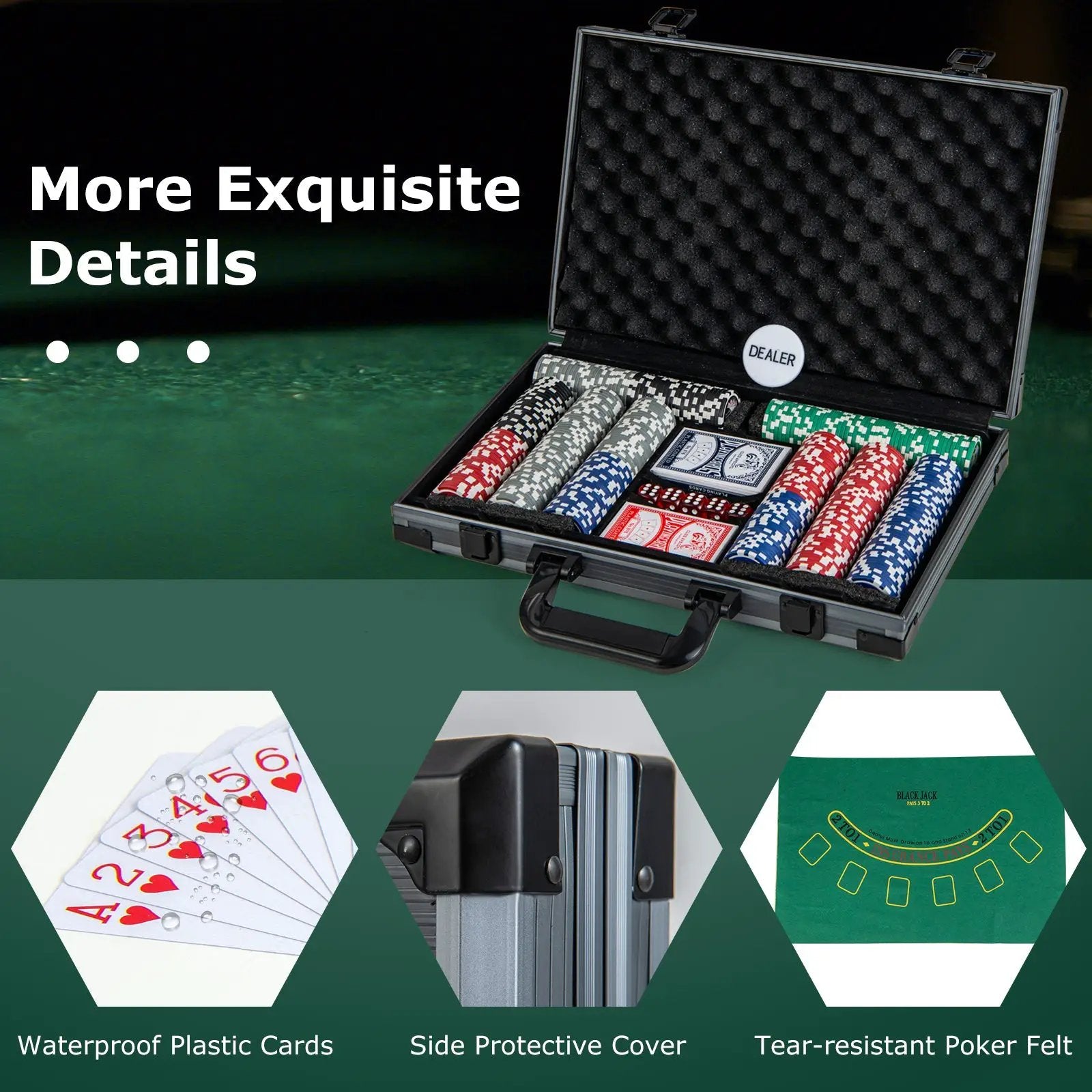 Texas Holdem Poker Chip Set Casino Poker Chips with 400 Pieces Chips-Black by DirectDeals